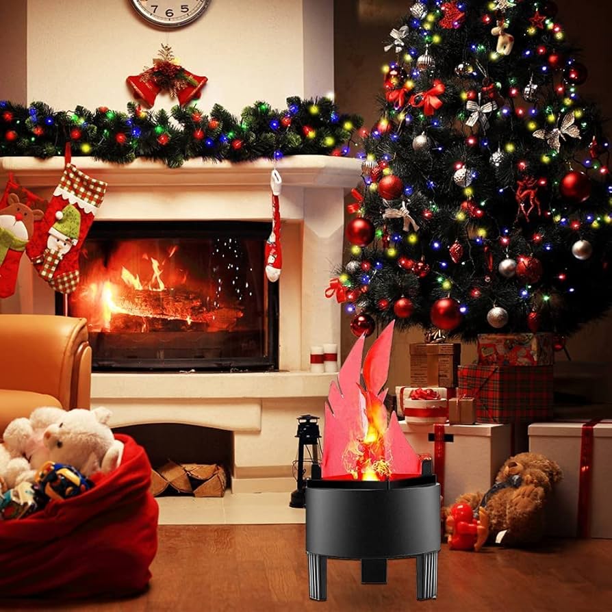 LED Fire Flame Effect Light Artificial Electric Flicker Campfire Lamp Party Decor Supplies for Bar Stage Home, US Plug